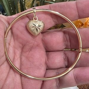 Gold Heart Charm Bangle